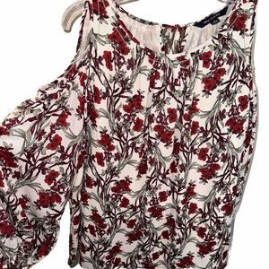 Max Edition Women's Floral Cold‎ Shoulder Casual Blouse Top Size S Lined